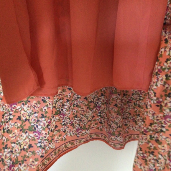 Max Studio Peach Floral Maxi Dress with Shirred Waist and Sleeves - Picture 6 of 6